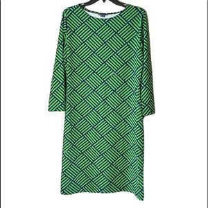 Melly M Green and Navy Print Dress Large